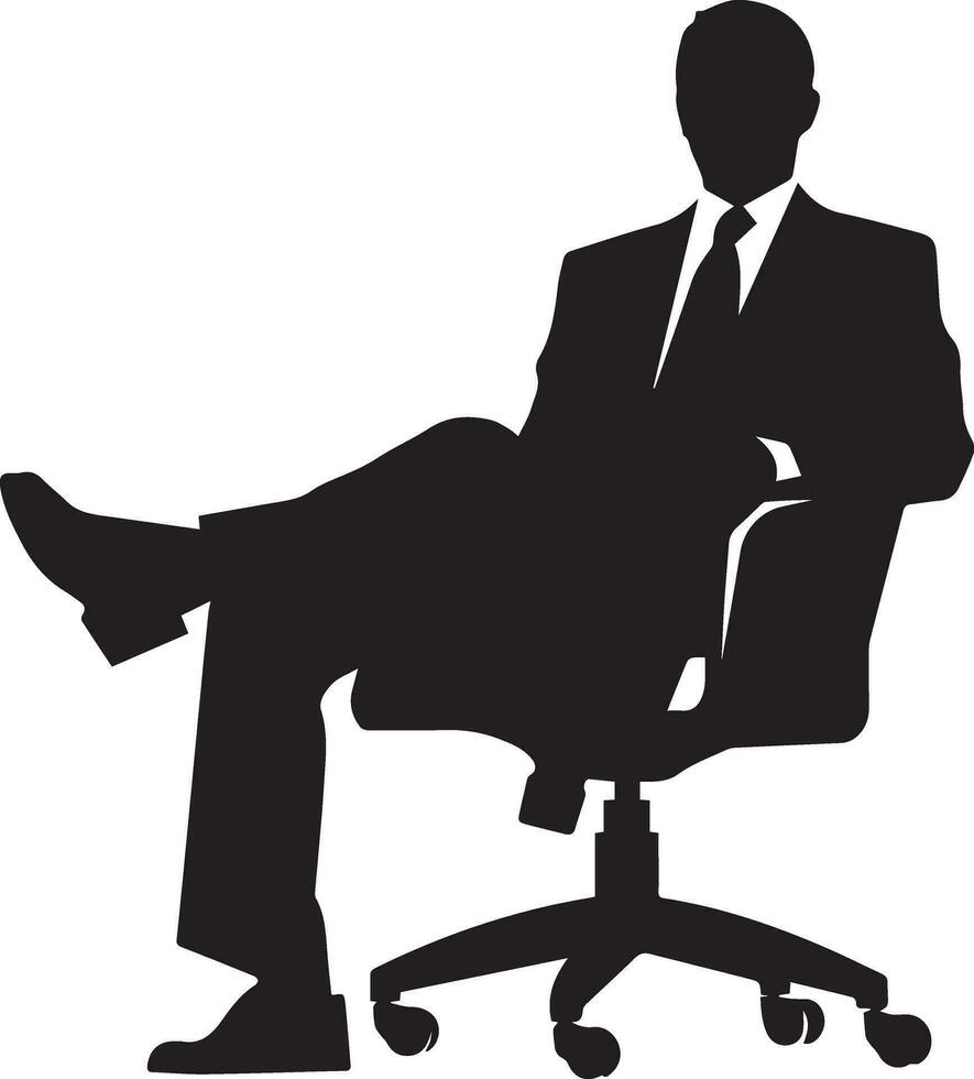 o negócio homem sentado em cadeira vetor silhueta 6