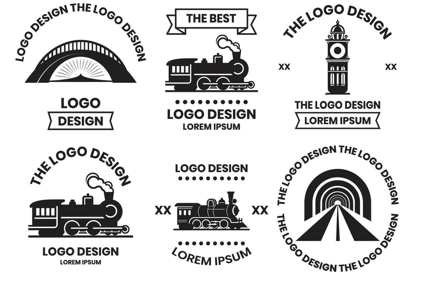 trem logotipo e trem viagem dentro vintage estilo vetor