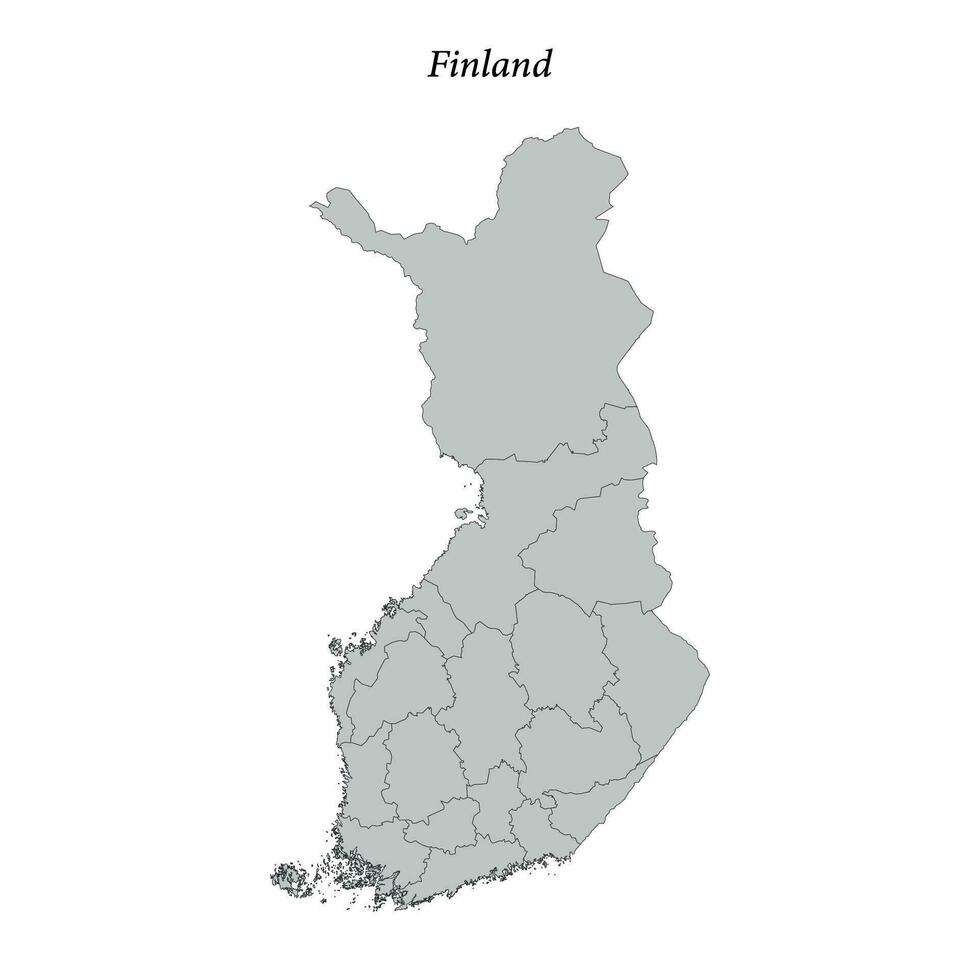 simples plano mapa do Finlândia com fronteiras vetor