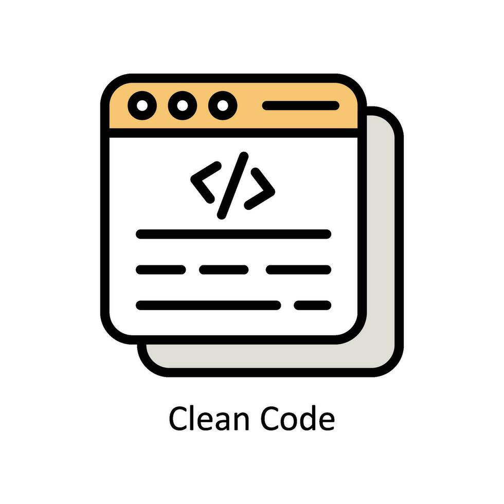 limpar \ limpo código vetor preenchidas esboço ícone Projeto ilustração. o negócio e gestão símbolo em branco fundo eps 10 Arquivo