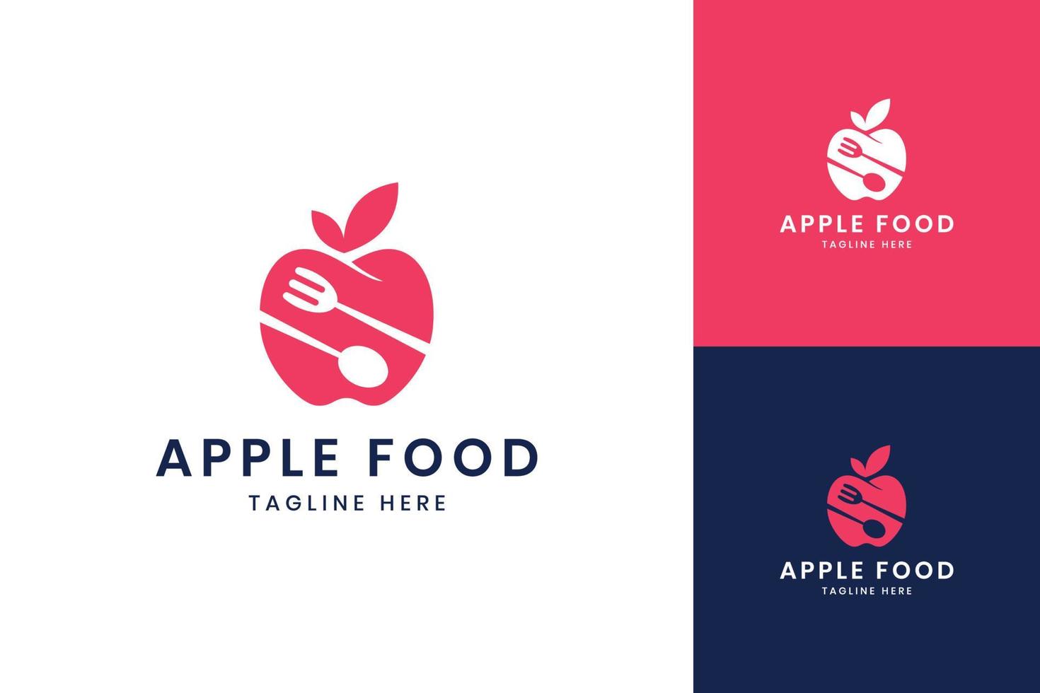 design do logotipo do espaço negativo da apple food vetor