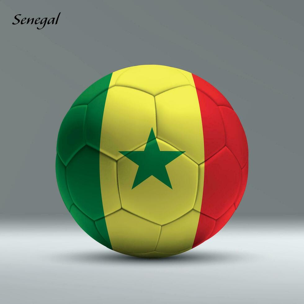 3d realista futebol bola eu com bandeira do Senegal em estúdio fundo vetor