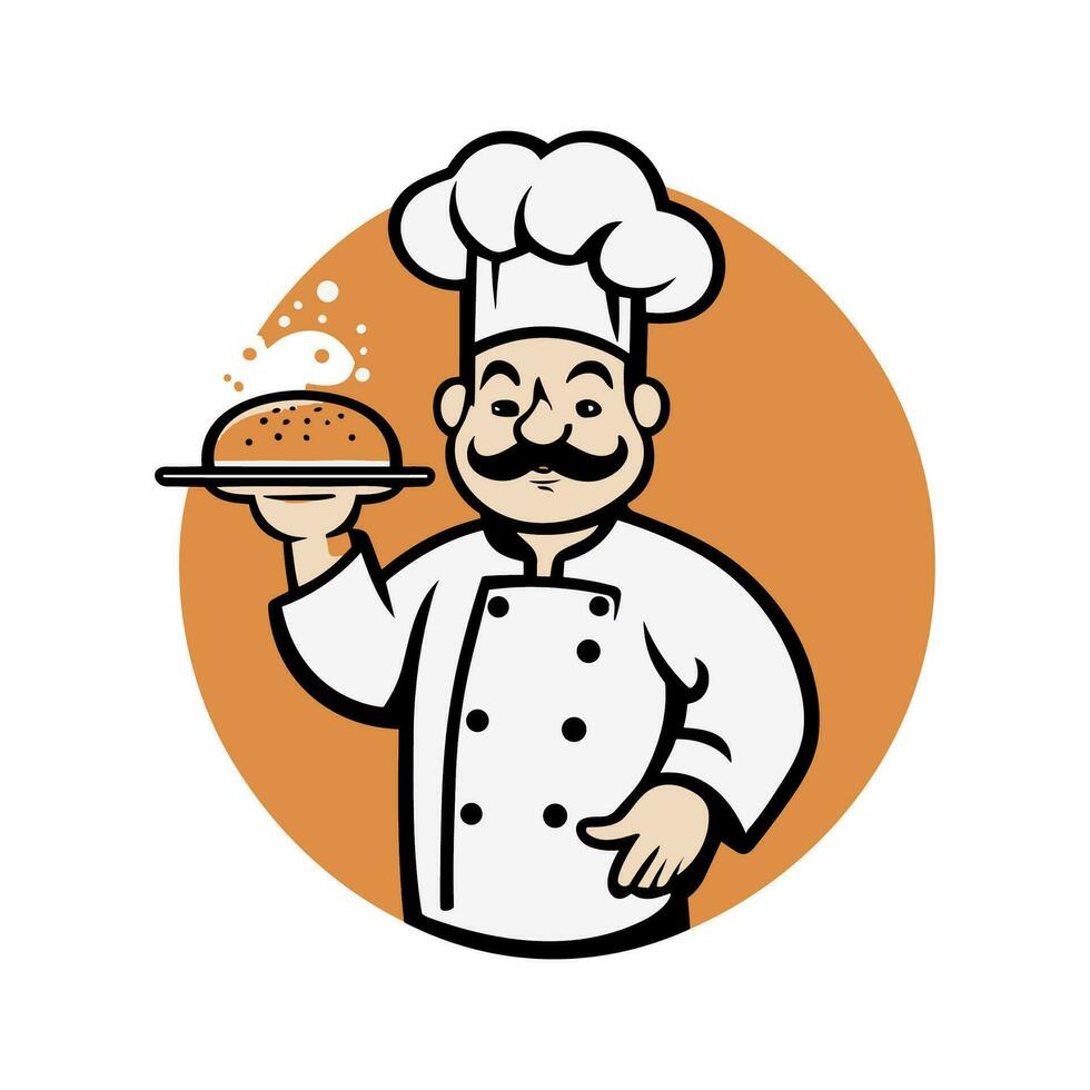chefe de cozinha dentro uma cozinhando chapéu vetor esboço logotipo. cozinha simples ícone.