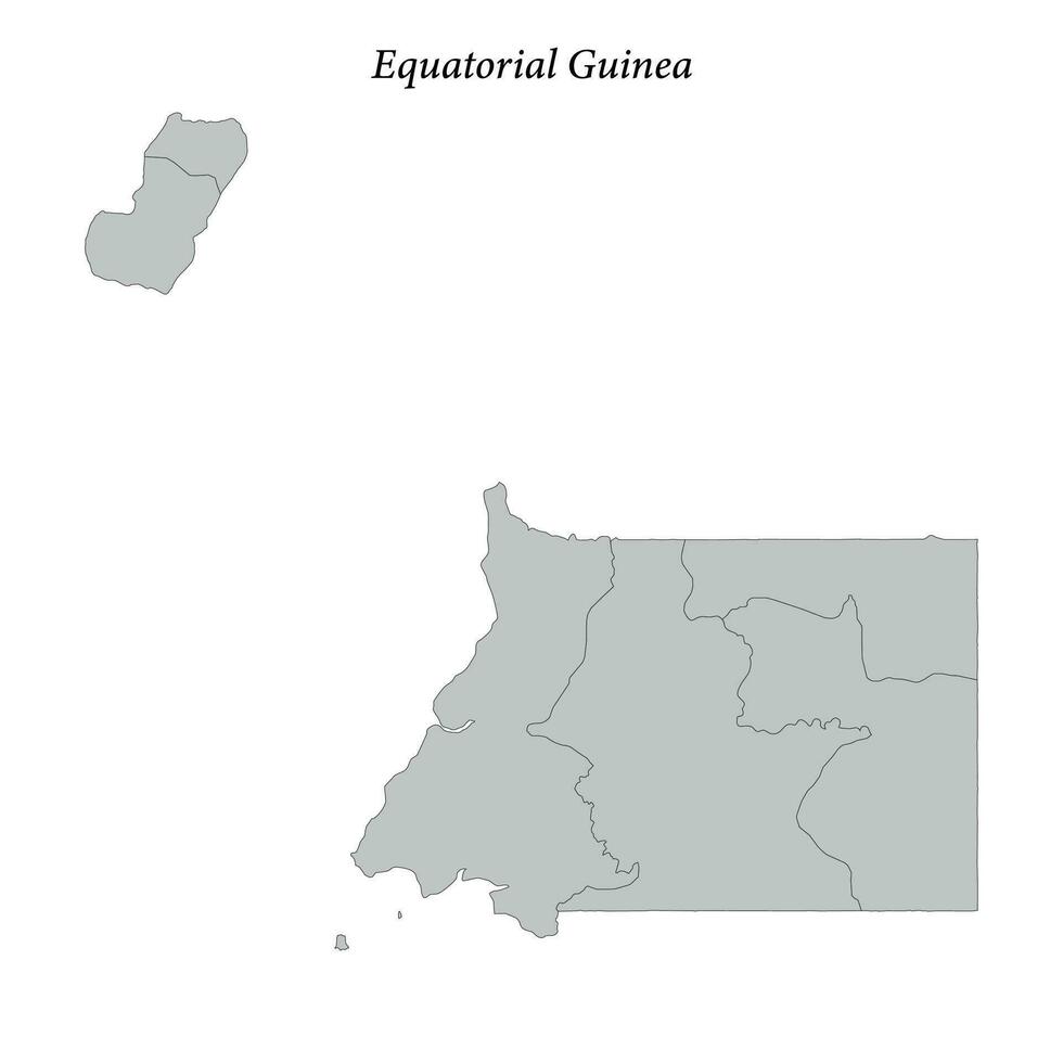 simples plano mapa do equatorial Guiné com fronteiras vetor