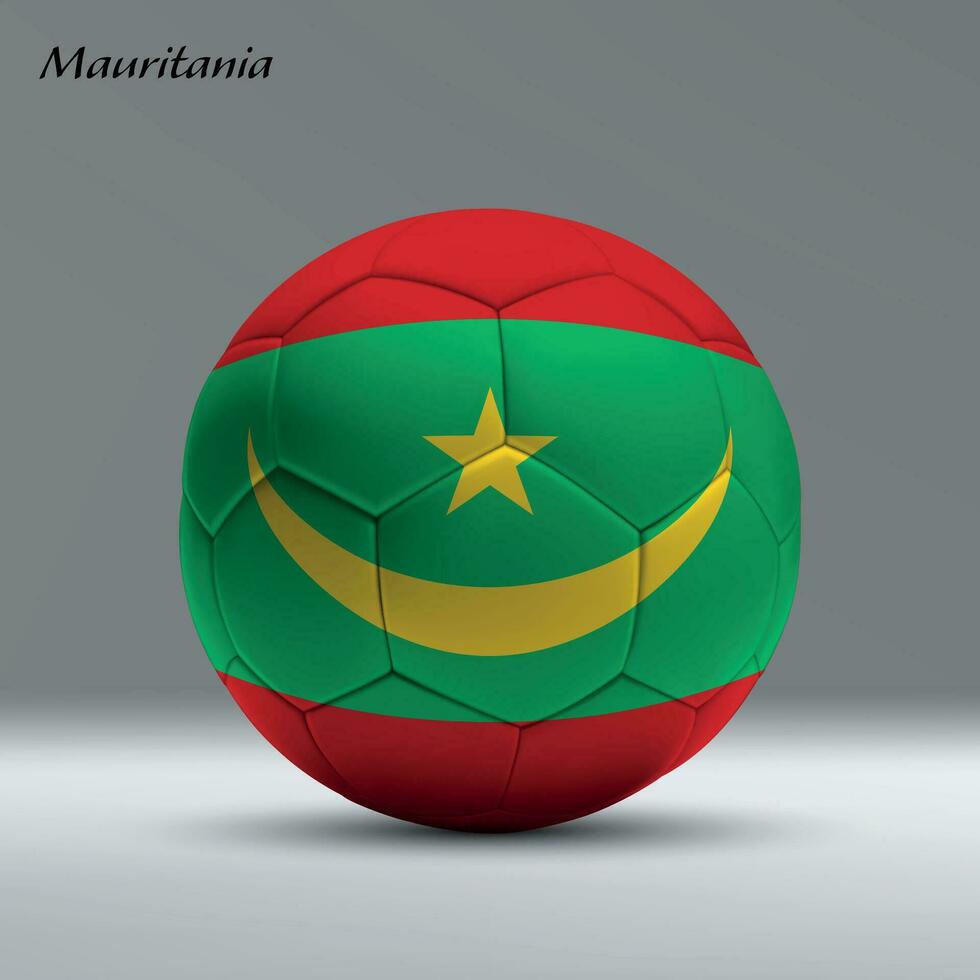 3d realista futebol bola eu com bandeira do Mauritânia em estúdio fundo vetor