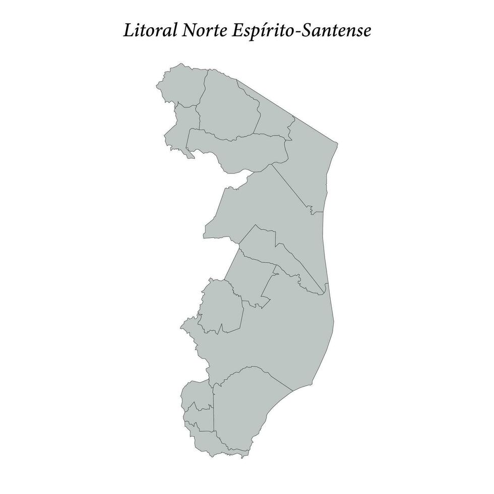 mapa do litoral norte espirito-santense é uma mesorregião dentro espírito santo com fronteiras municípios vetor