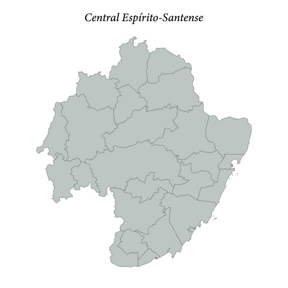 mapa do central espirito-santense é uma mesorregião dentro espírito santo com fronteiras municípios vetor