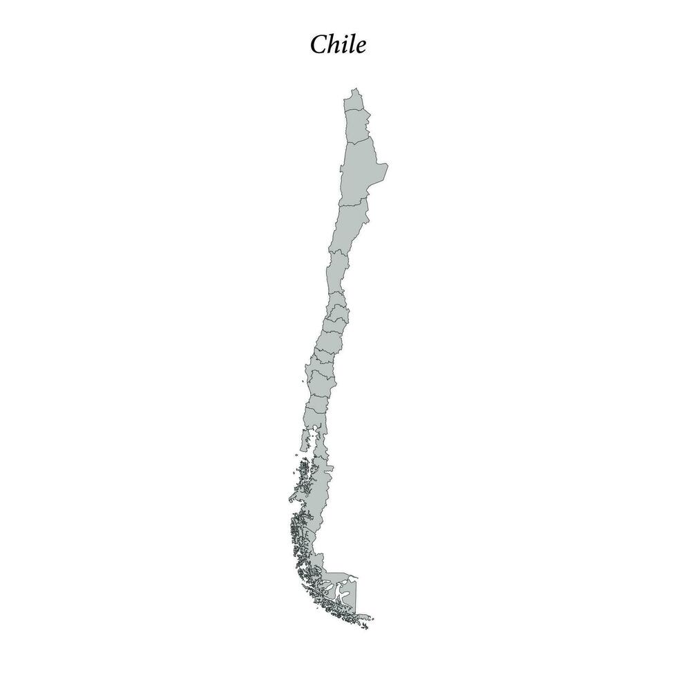 simples plano mapa do Chile com fronteiras vetor