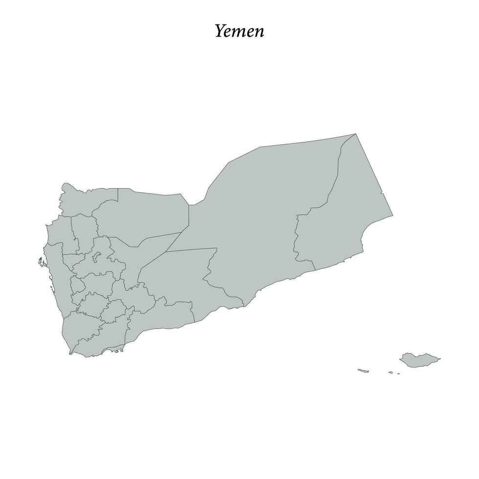 simples plano mapa do Iémen com fronteiras vetor