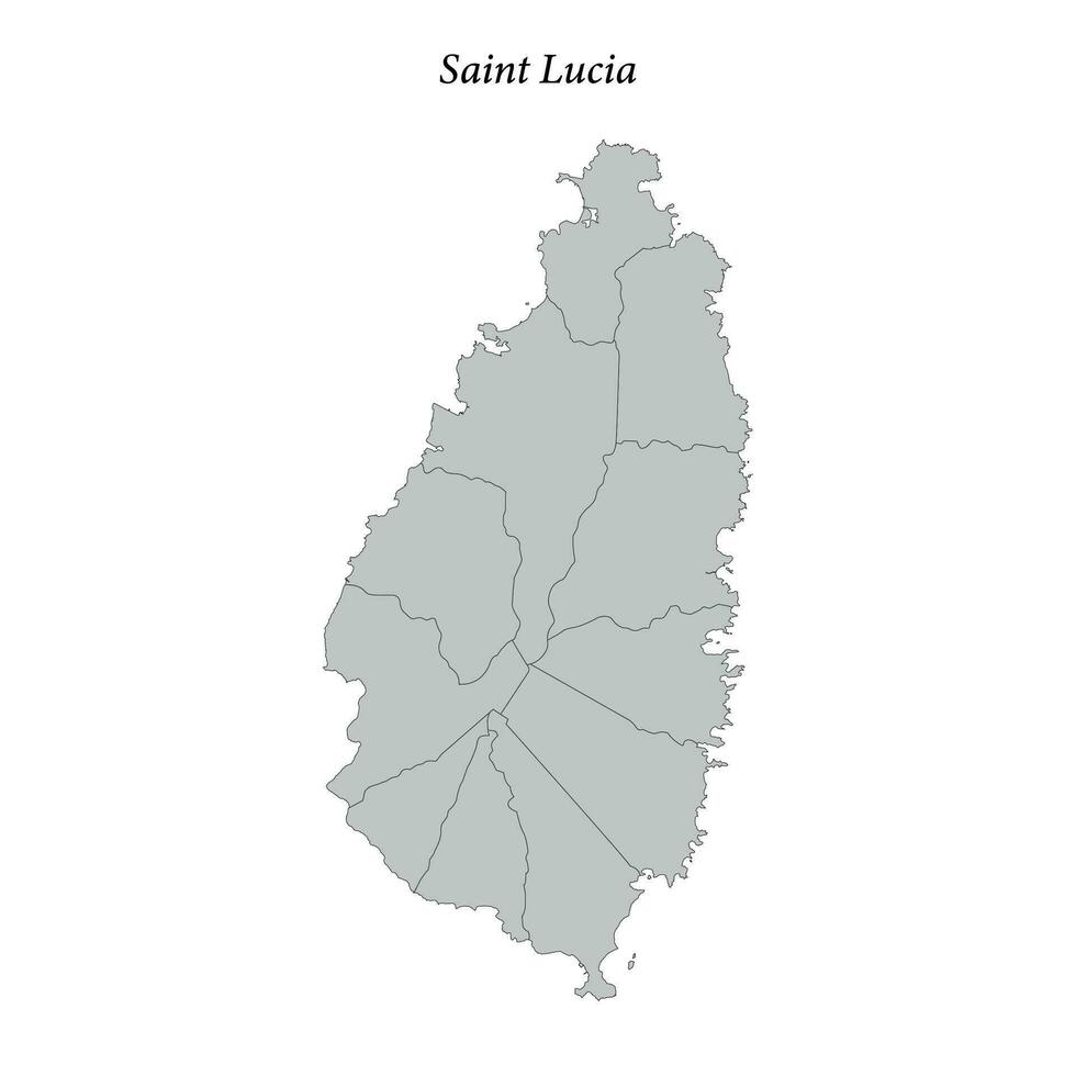 simples plano mapa do santo lucia com fronteiras vetor