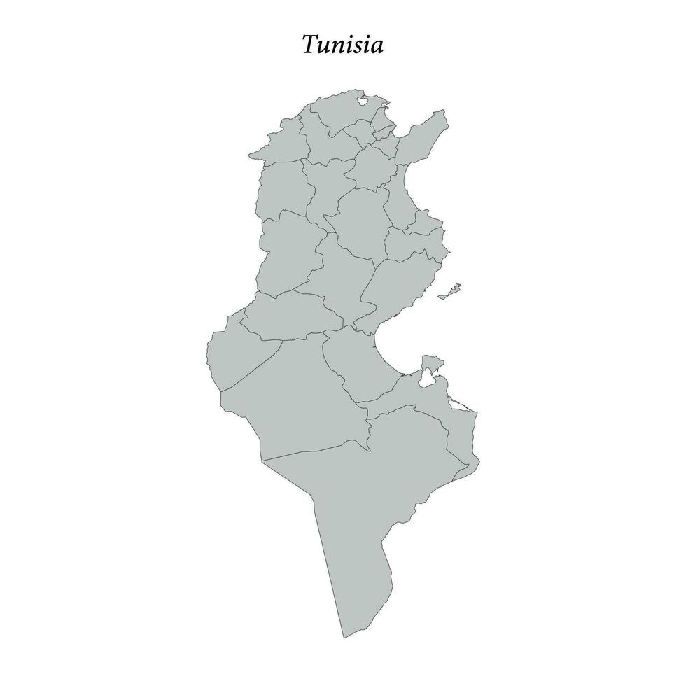 simples plano mapa do Tunísia com fronteiras vetor