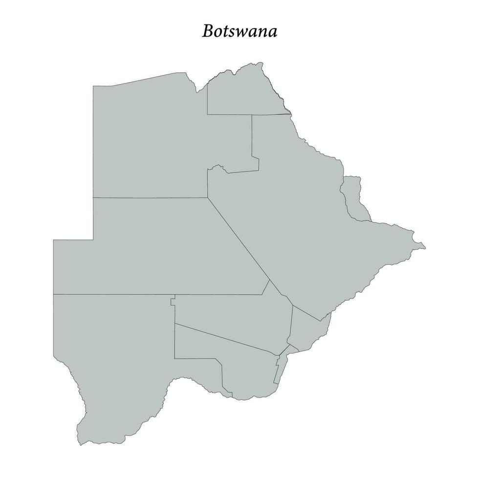 simples plano mapa do botsuana com fronteiras vetor