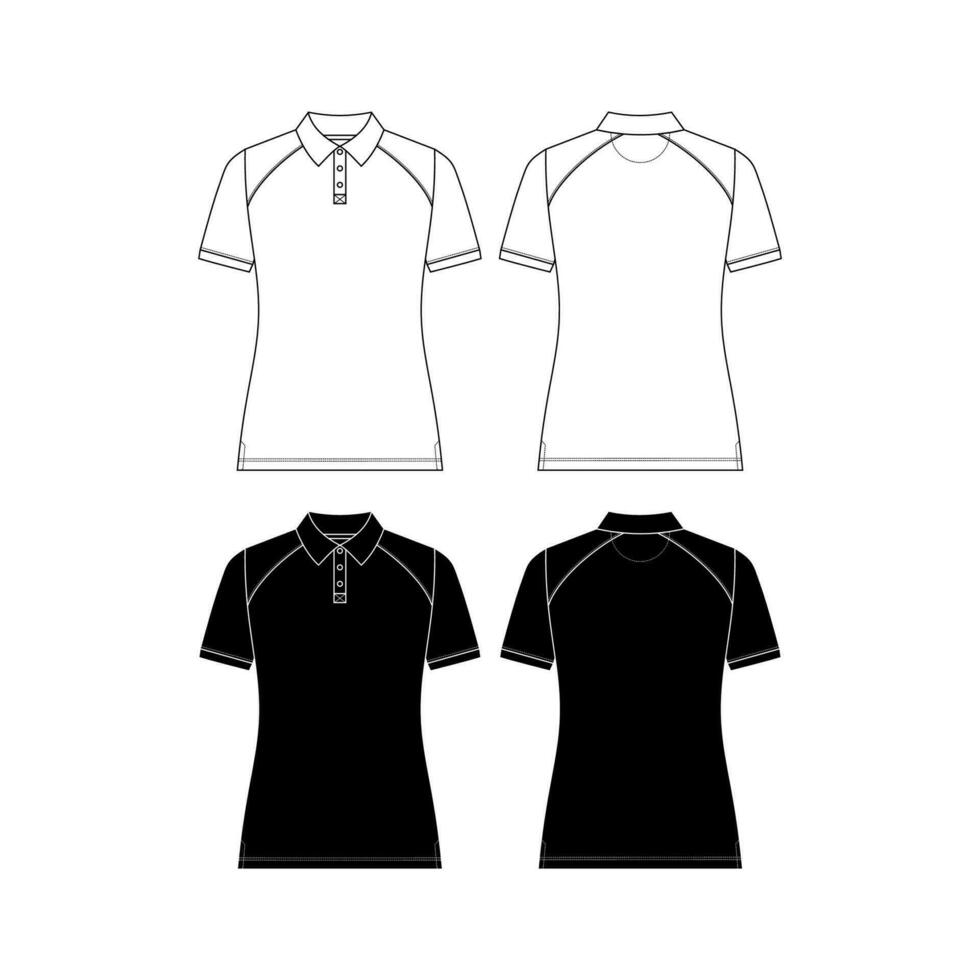 vetor curto manga camiseta moda cafajeste, mulher volta pescoço desistiu ombro topo técnico desenho, modelo, plano, esboço.