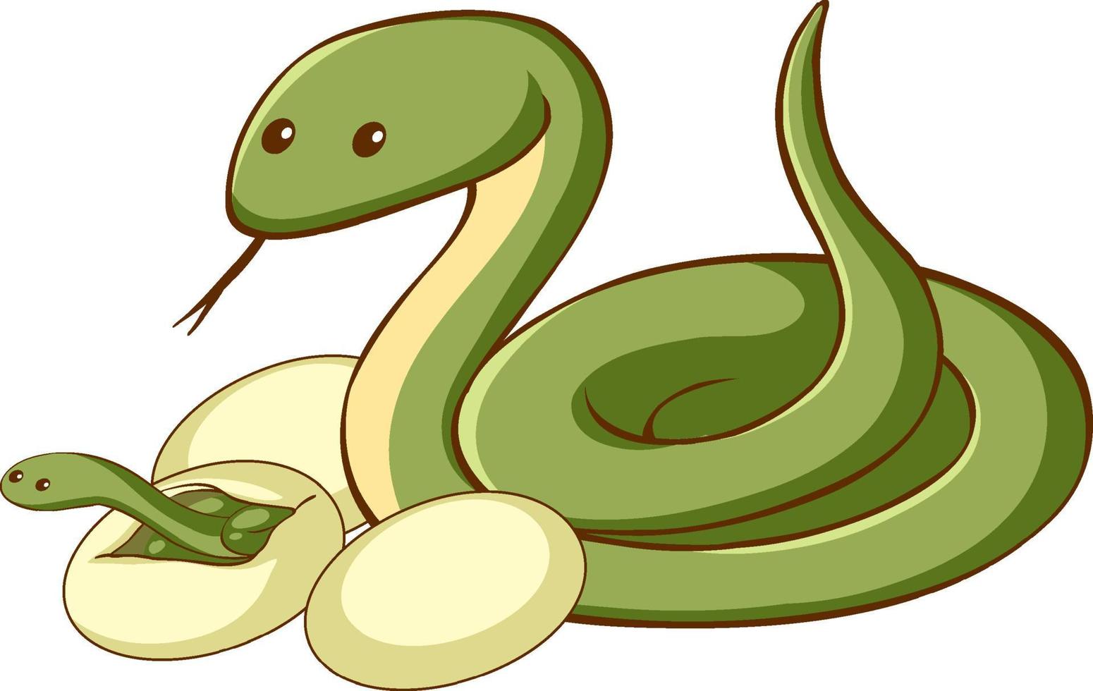 cobra verde com desenho de animais de ovos em fundo branco vetor