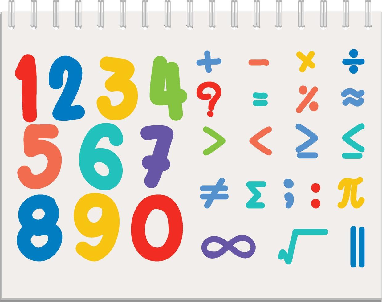 conjunto de números e símbolos matemáticos vetor