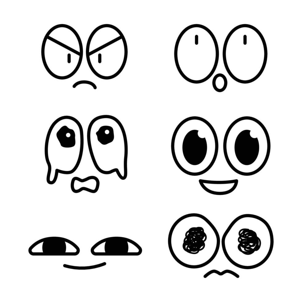 conjunto do desenho animado olhos desenhado à mão para elemento, facial expressão, face vetor