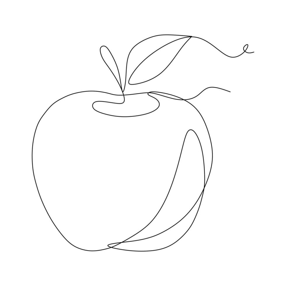 contínuo 1 linha desenhando do maçã. solteiro linha arte fruta. vetor