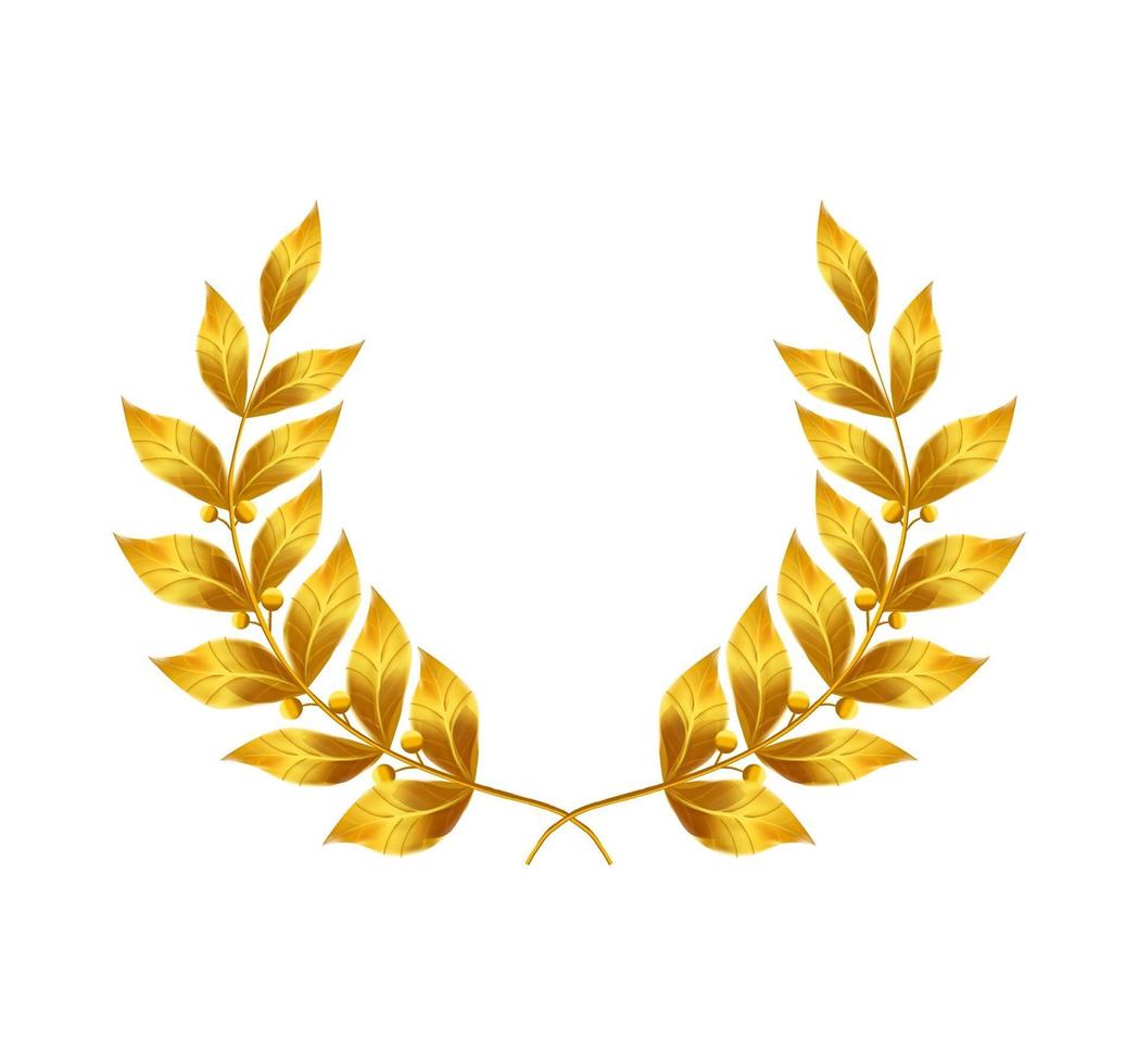 ilustração da imagem vetorial de coroa de folhas de ouro, louro dourado, louro dourado, moldura de ouro vetor