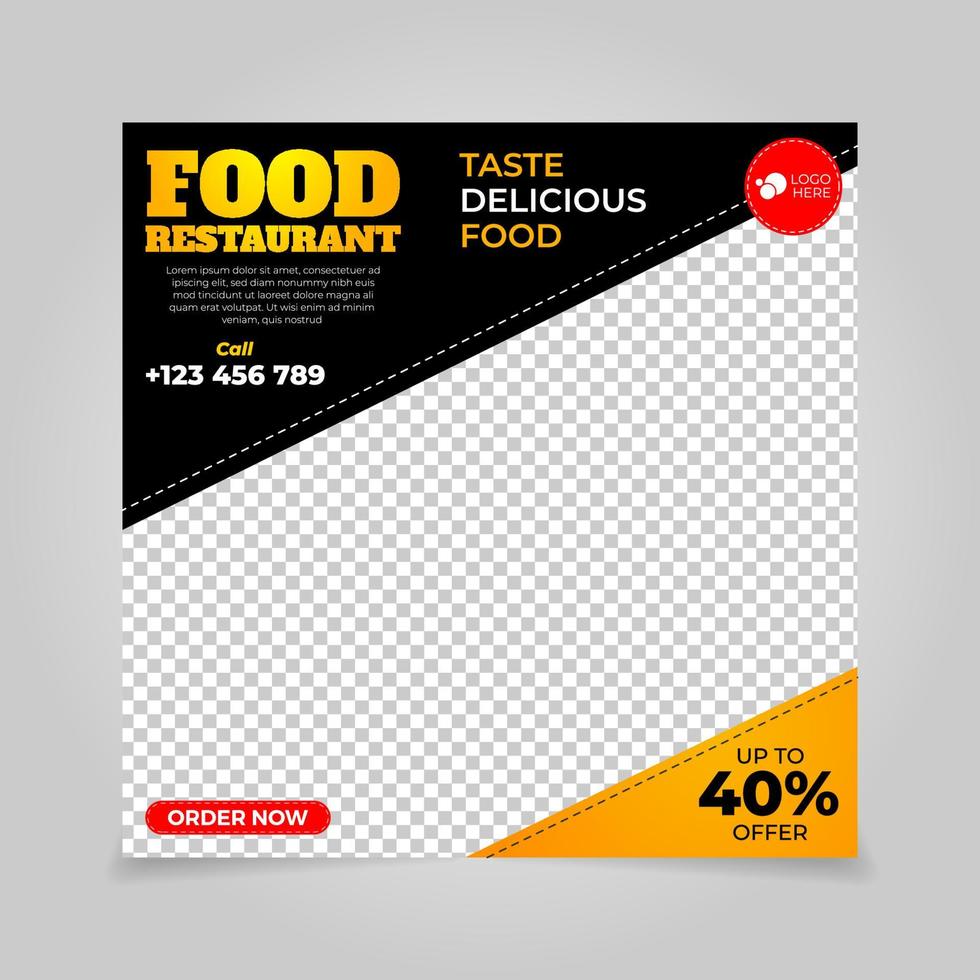 banner de design de modelo de restaurante de comida vetor