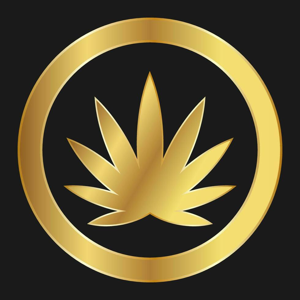 folha do cannabis ouro ícone para anúncio, bandeiras, folhetos e folhetos vetor