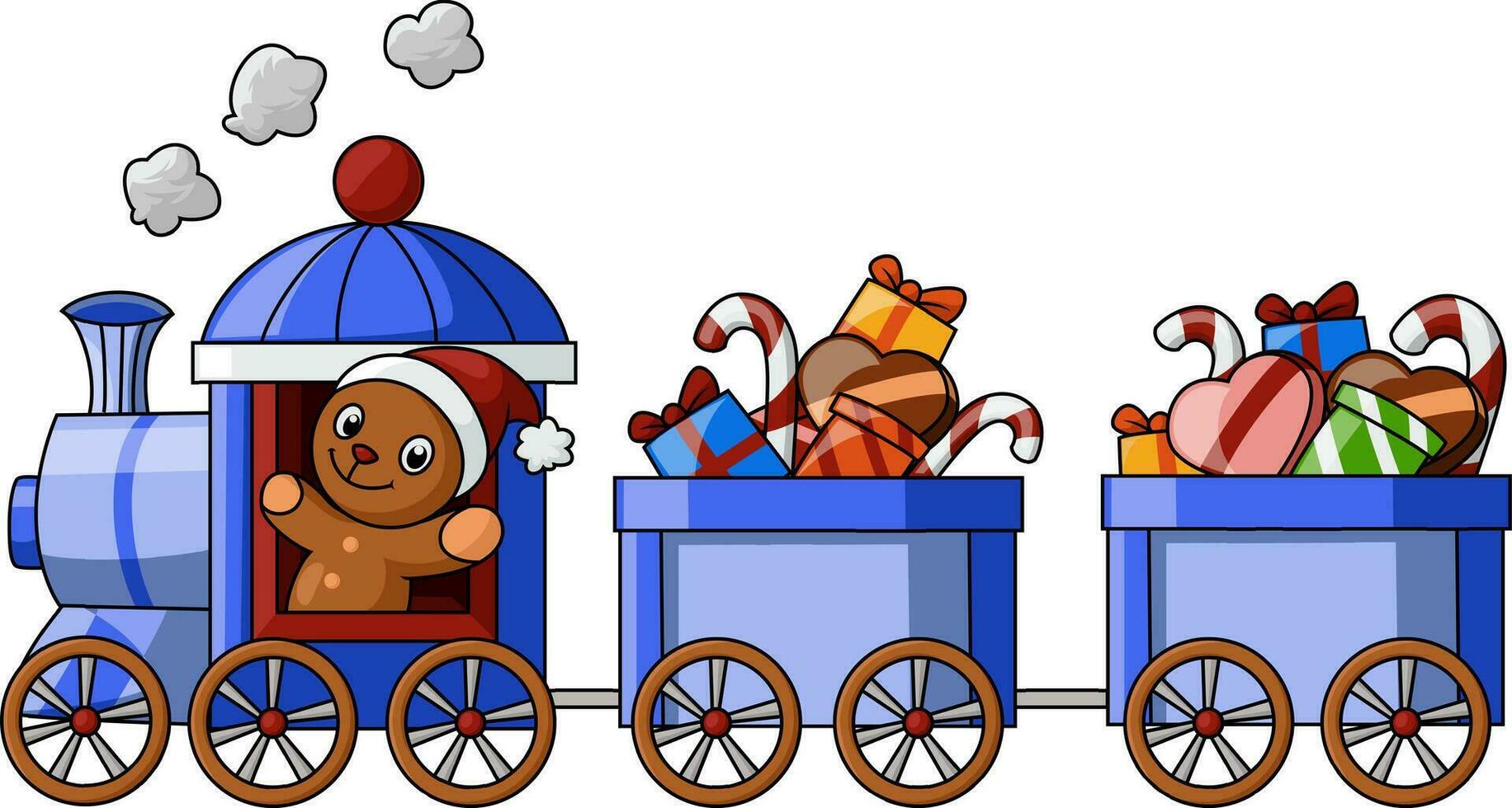 fofa Urso desenho animado dentro Natal trem vetor