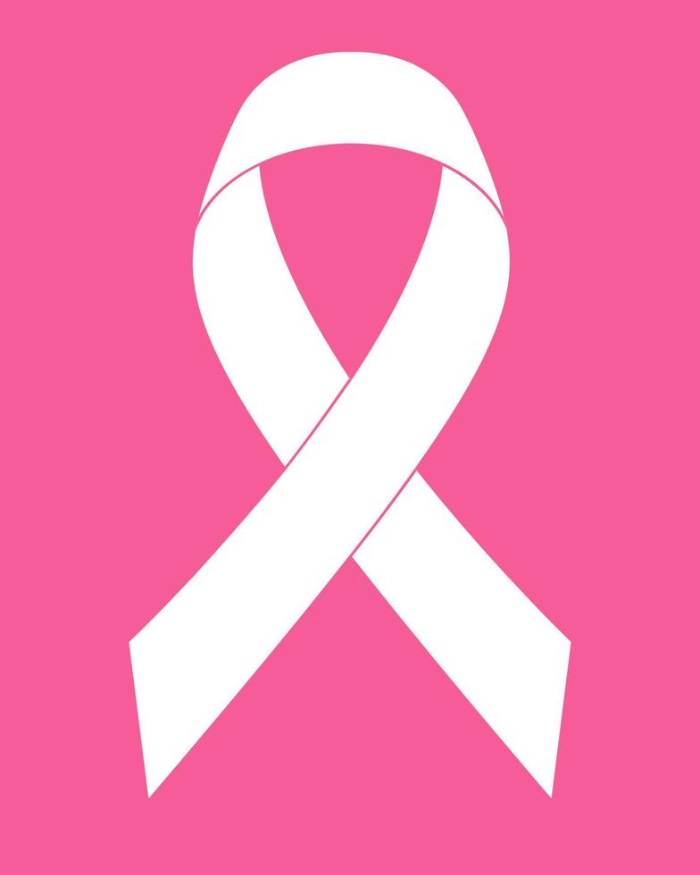 símbolo de fita rosa de ilustração vetorial de doença de câncer de mama isolado no fundo vetor