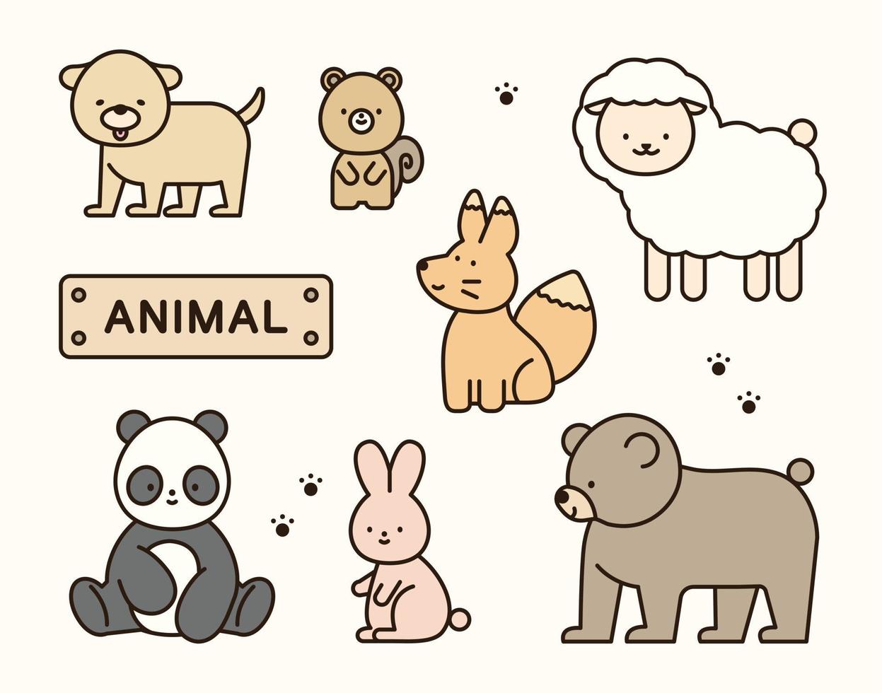 coleção de personagens de animais fofinhos. vetor