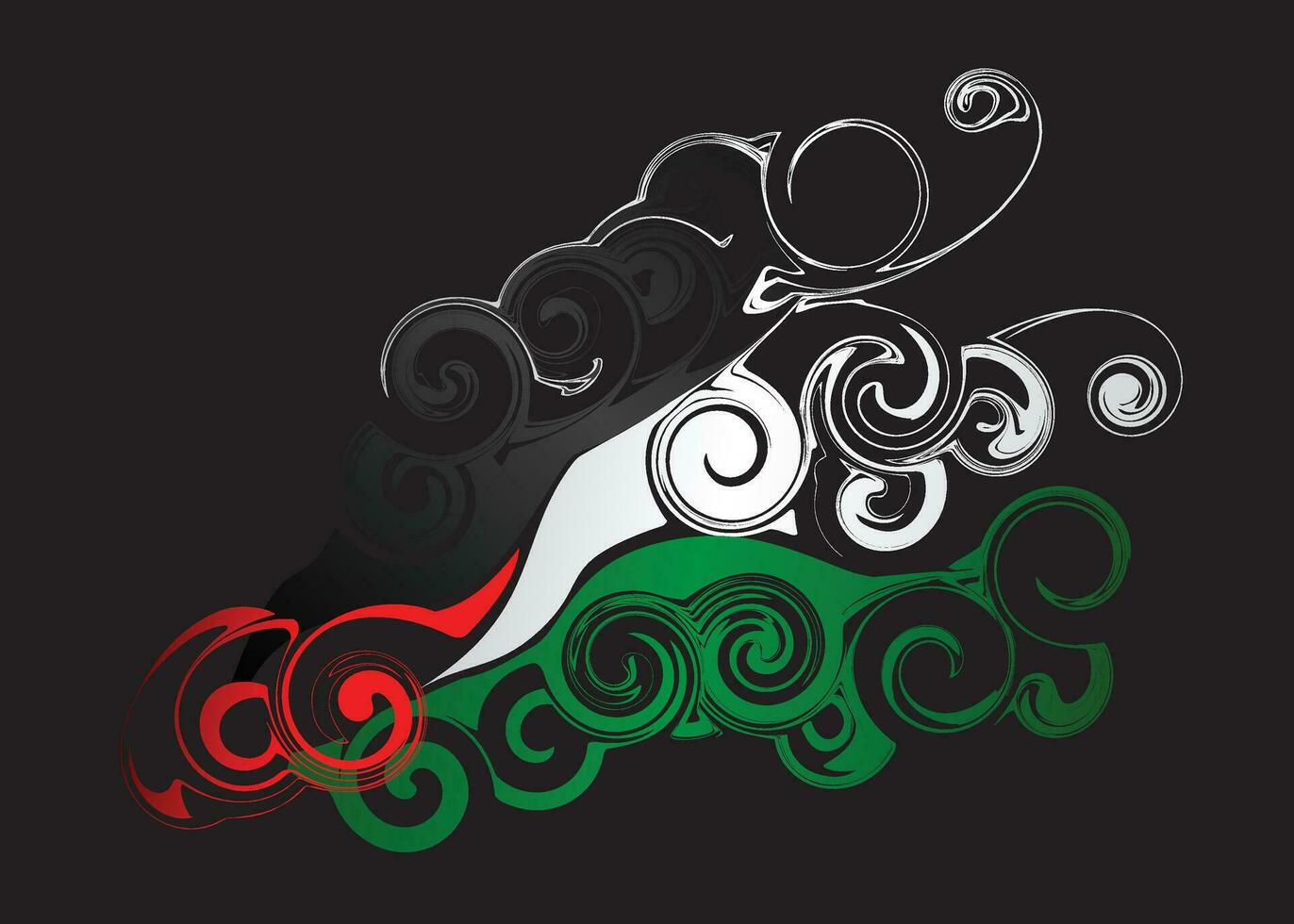 lindo abstrato Palestina bandeira com redemoinho isolado dentro Preto vetor