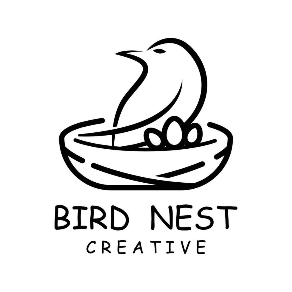 pássaro ninho logotipo projeto, pássaro casa vetor para ovos, simples moderno e elegante pássaro ninho logotipo, logotipo para natureza fotógrafo, iniciantes ou uma o negócio logotipo com uma natureza tema