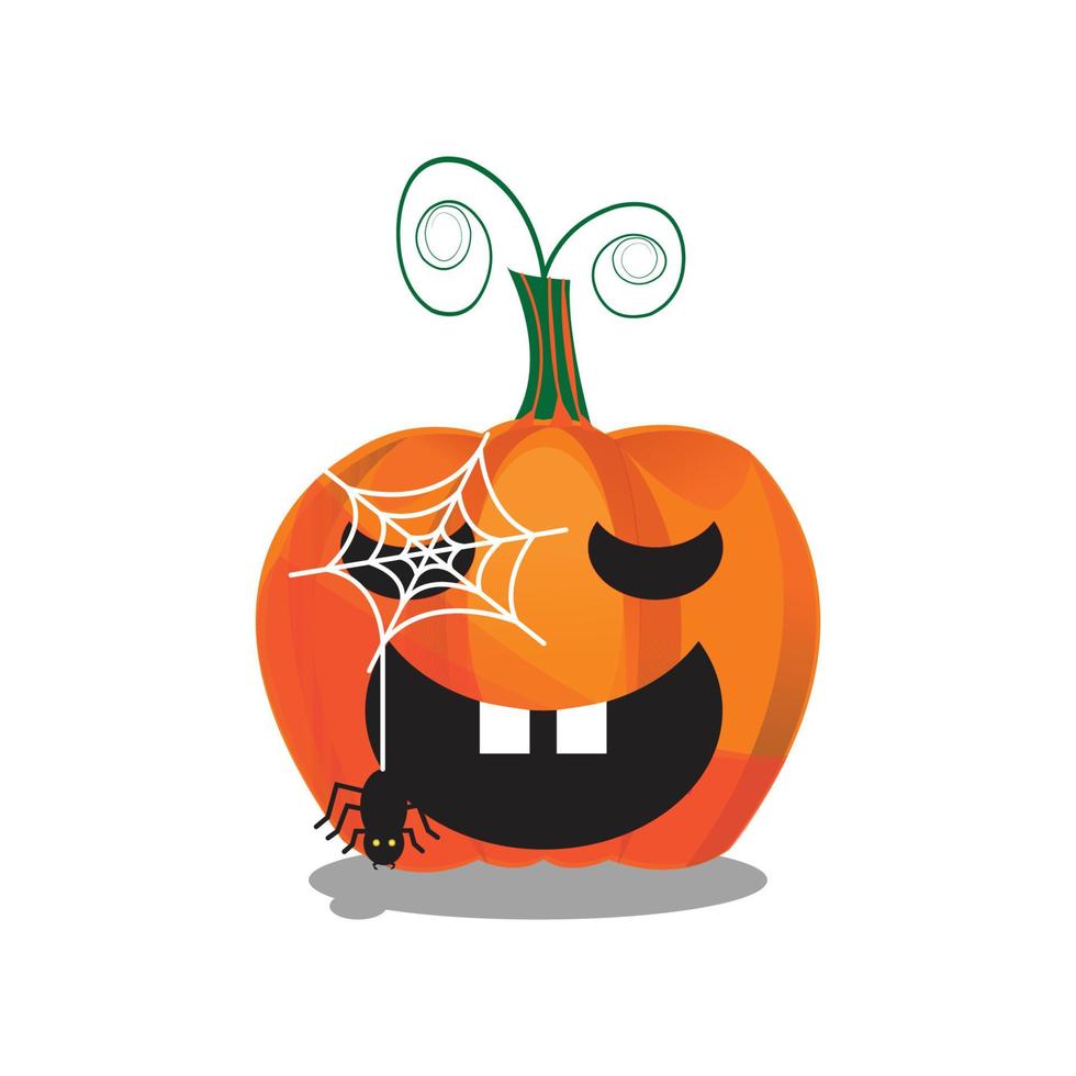 celebração de halloween com abóbora e aranha fofas vetor