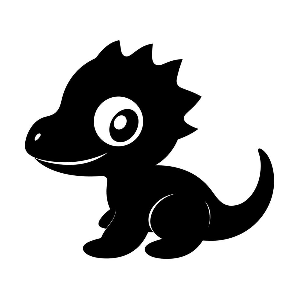 fofa bebê dino Preto silhueta ilustração. vetor