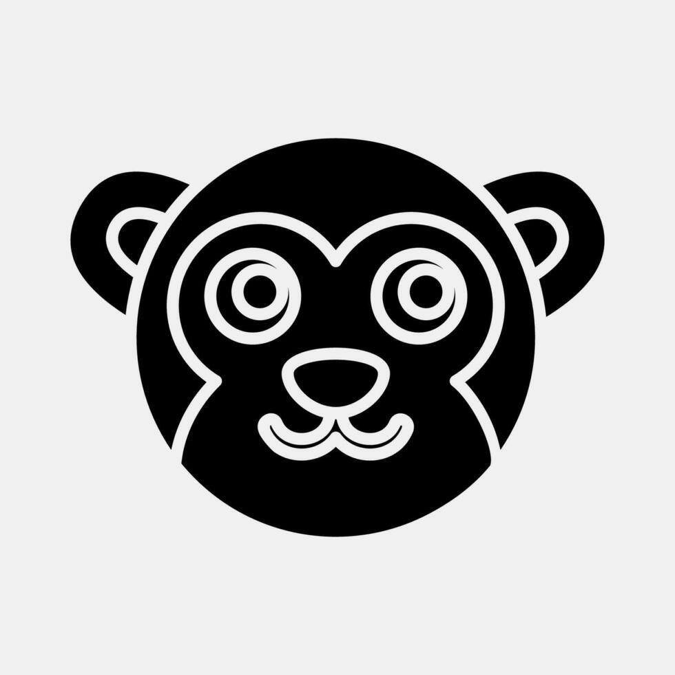 ícone macaco face. chinês zodíaco elementos. ícones dentro glifo estilo. Boa para impressões, cartazes, logotipo, anúncio, decoração, infográficos, etc. vetor