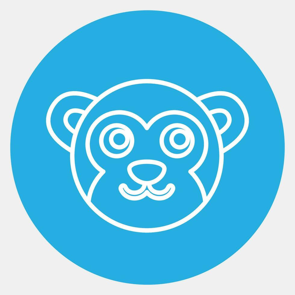 ícone macaco face. chinês zodíaco elementos. ícones dentro azul volta estilo. Boa para impressões, cartazes, logotipo, anúncio, decoração, infográficos, etc. vetor