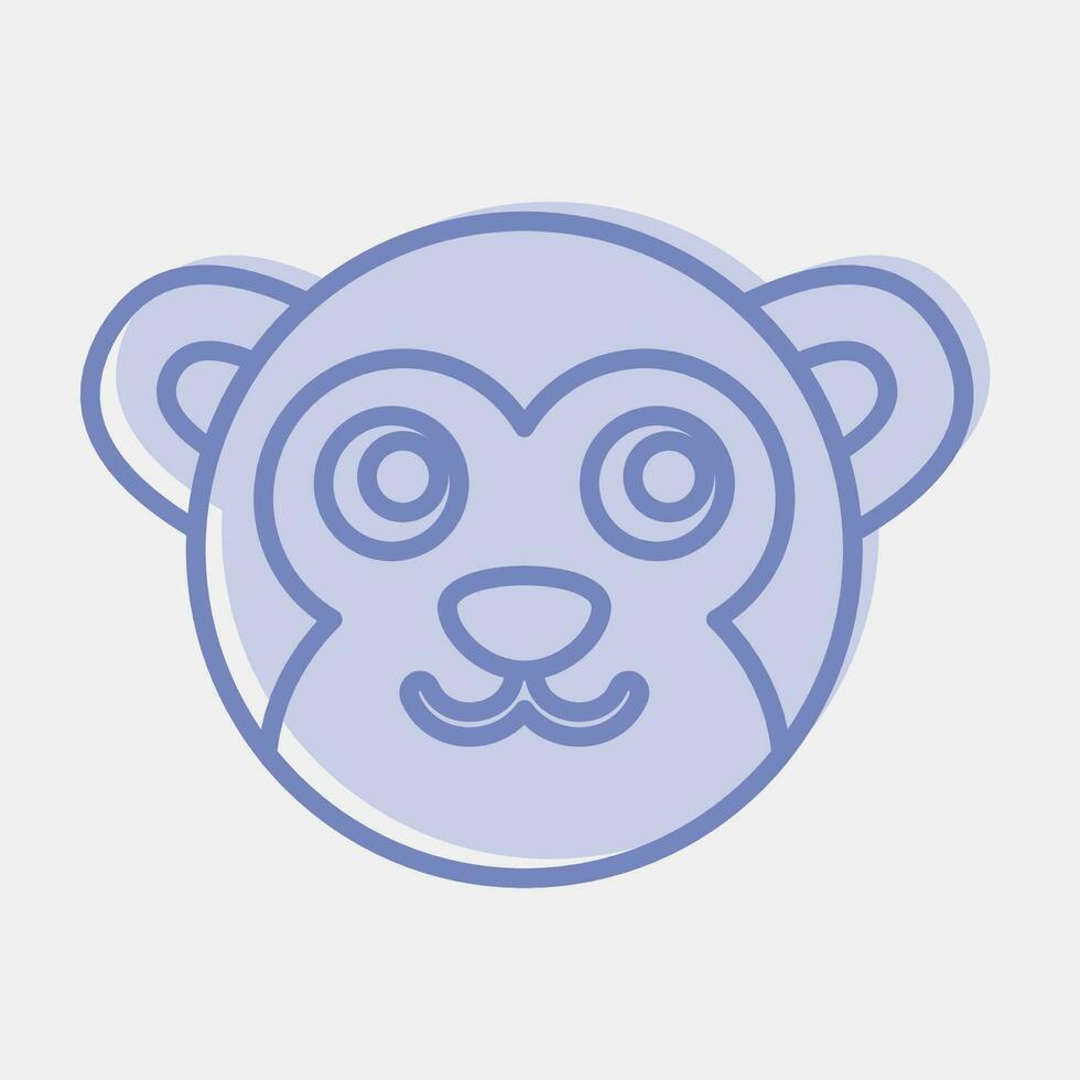 ícone macaco face. chinês zodíaco elementos. ícones dentro dois tom estilo. Boa para impressões, cartazes, logotipo, anúncio, decoração, infográficos, etc. vetor