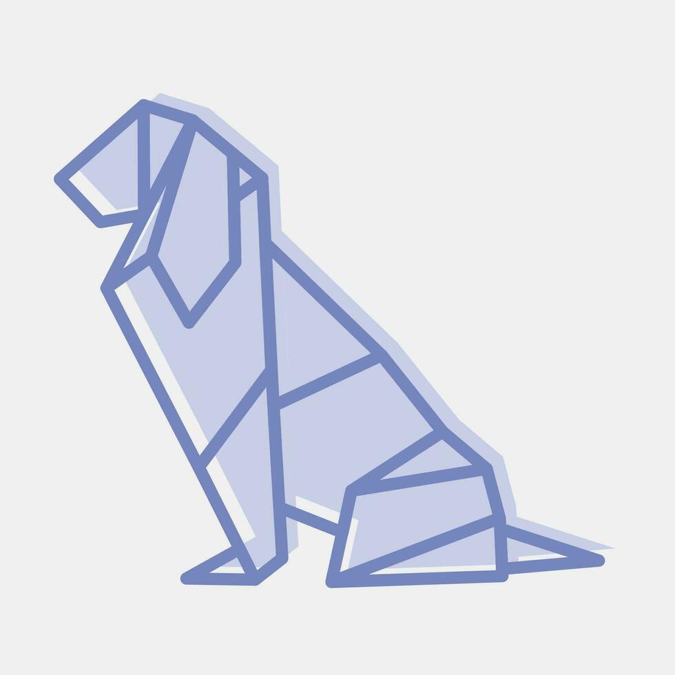 ícone cachorro origami. chinês zodíaco elementos. ícones dentro dois tom estilo. Boa para impressões, cartazes, logotipo, anúncio, decoração, infográficos, etc. vetor