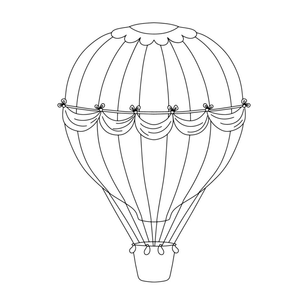 esboço quente ar balão. linha ilustração isolado em branco para coloração livro vetor
