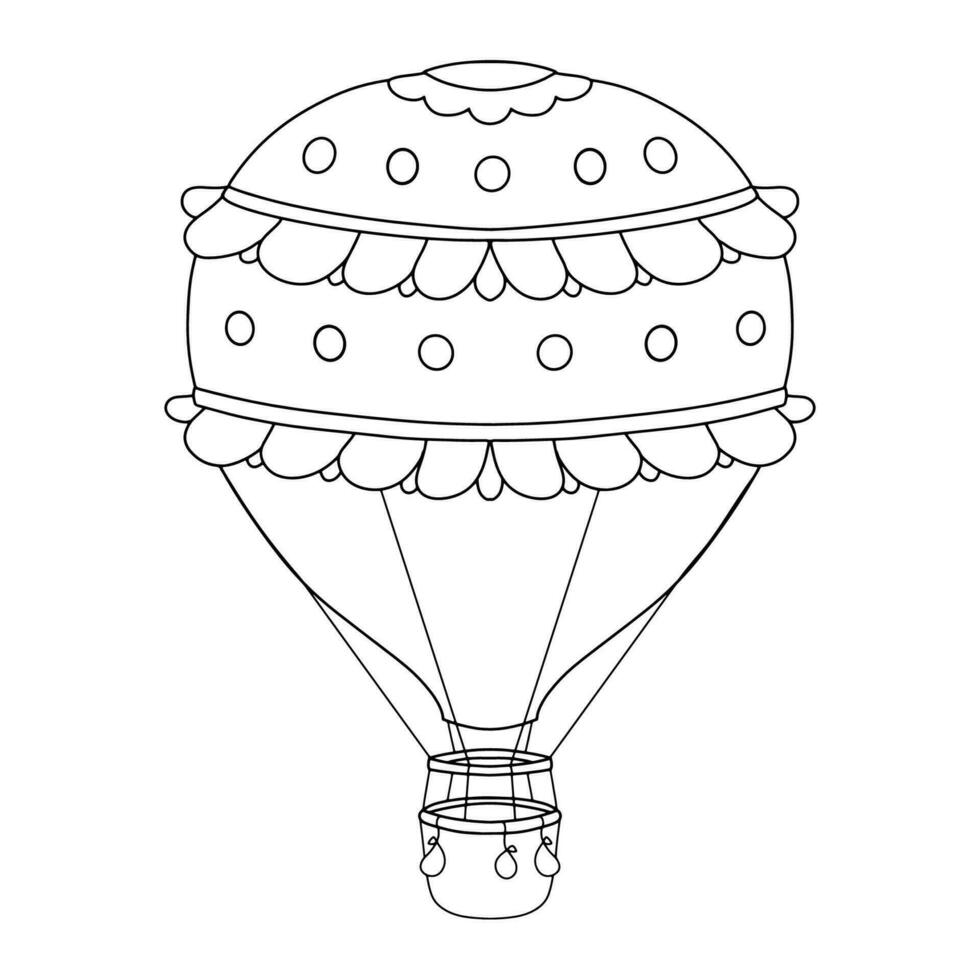 esboço quente ar balão. linha ilustração isolado em branco para infantil coloração livro vetor