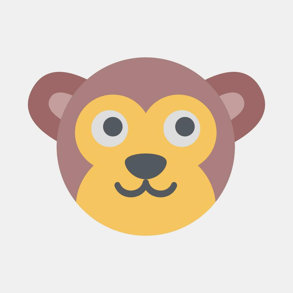 ícone macaco face. chinês zodíaco elementos. ícones dentro plano estilo. Boa para impressões, cartazes, logotipo, anúncio, decoração, infográficos, etc. vetor