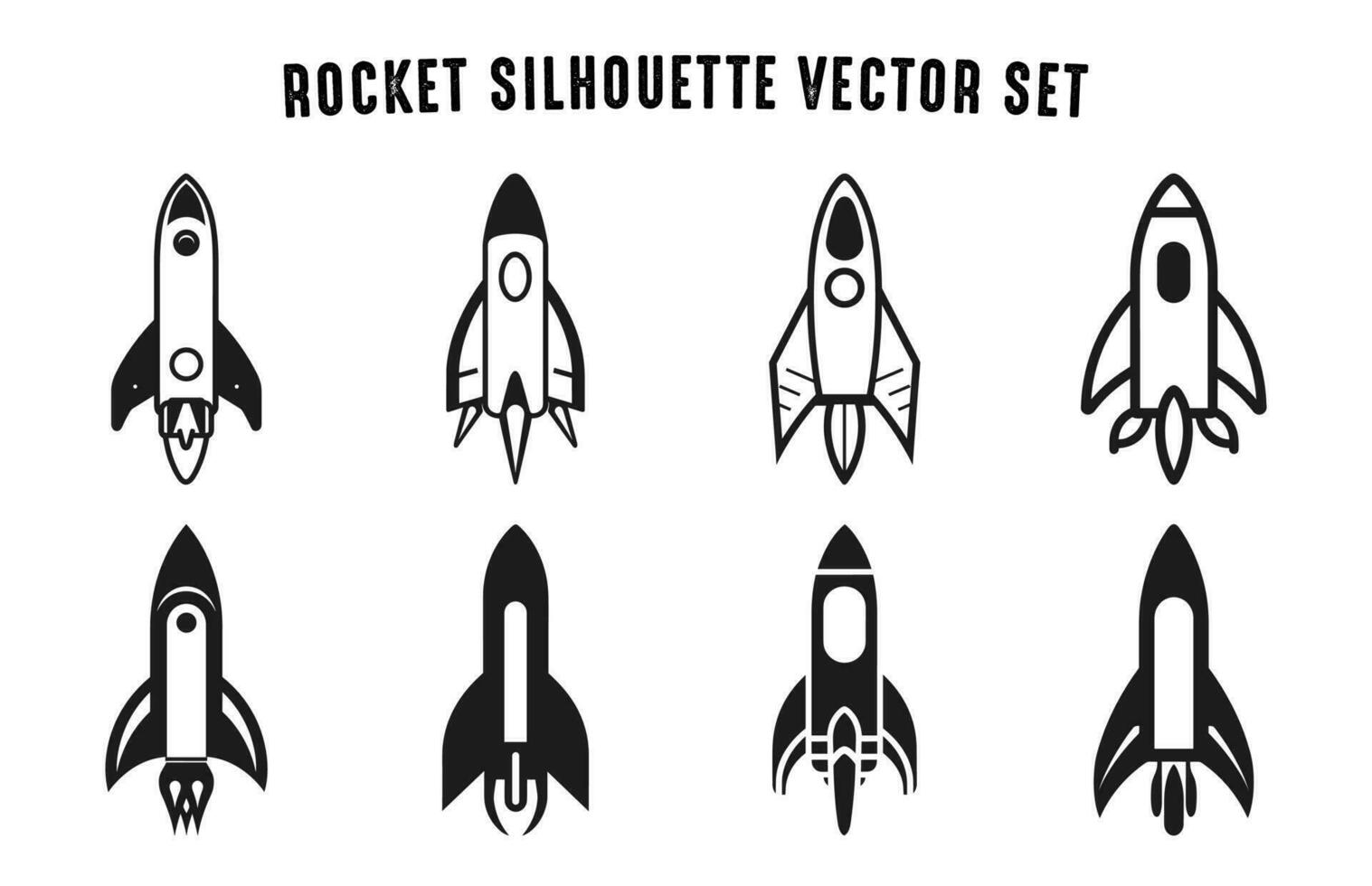 foguete nave espacial silhueta vetor pacote, foguete navio silhuetas vetor conjunto