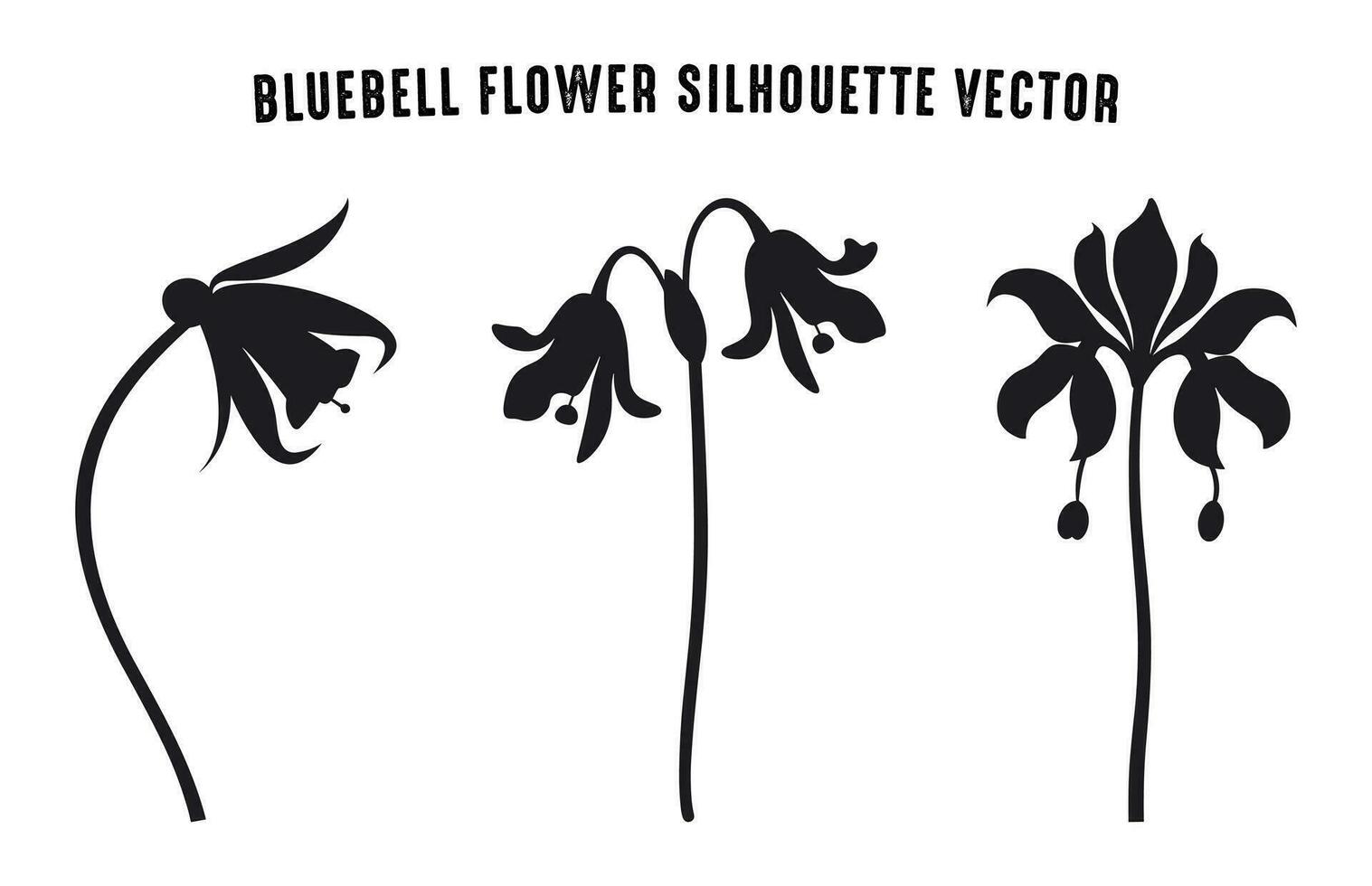 bluebell flor silhueta vetor definir, bluebell flores clipart agrupar