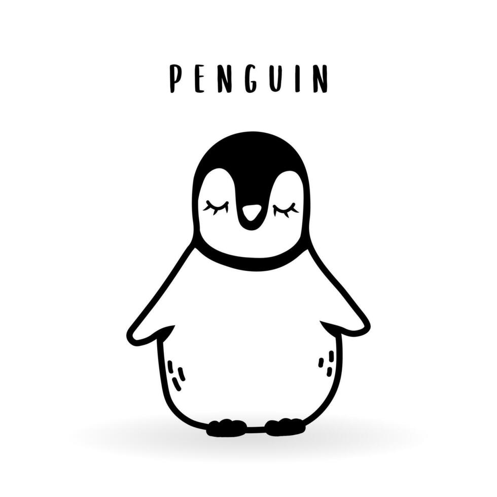 desenho animado pinguim animal isolado em branco. fofa personagem ícone, vetor jardim zoológico, animais selvagens poster.