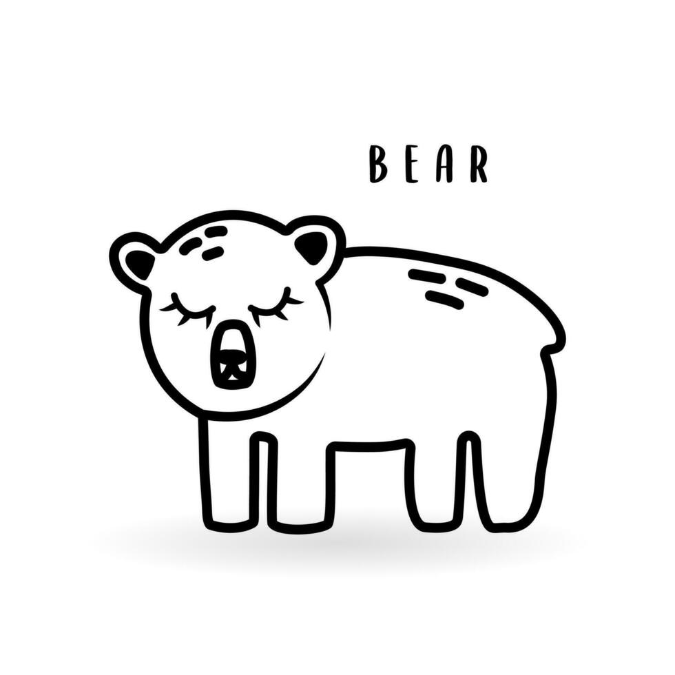 desenho animado Urso animal isolado em branco. fofa personagem ícone, vetor jardim zoológico, animais selvagens poster.