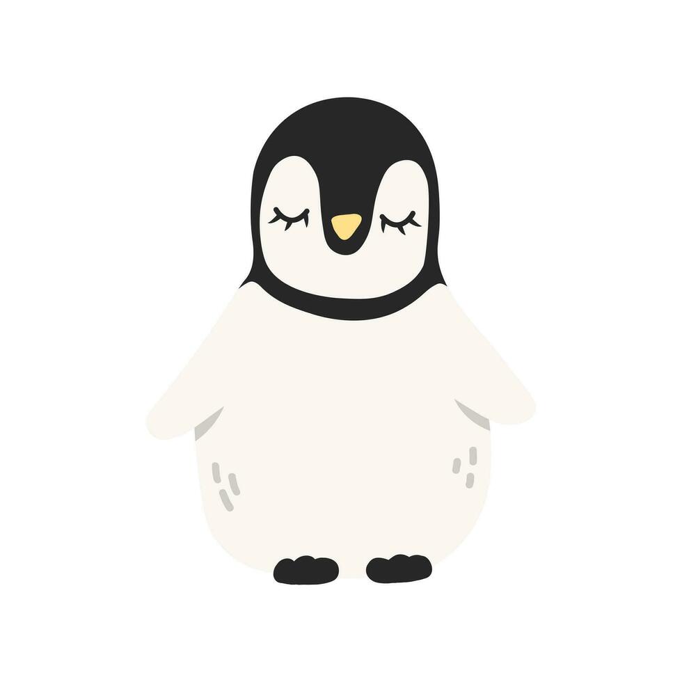 desenho animado pinguim animal isolado em branco. fofa personagem, vetor jardim zoológico, animais selvagens poster.