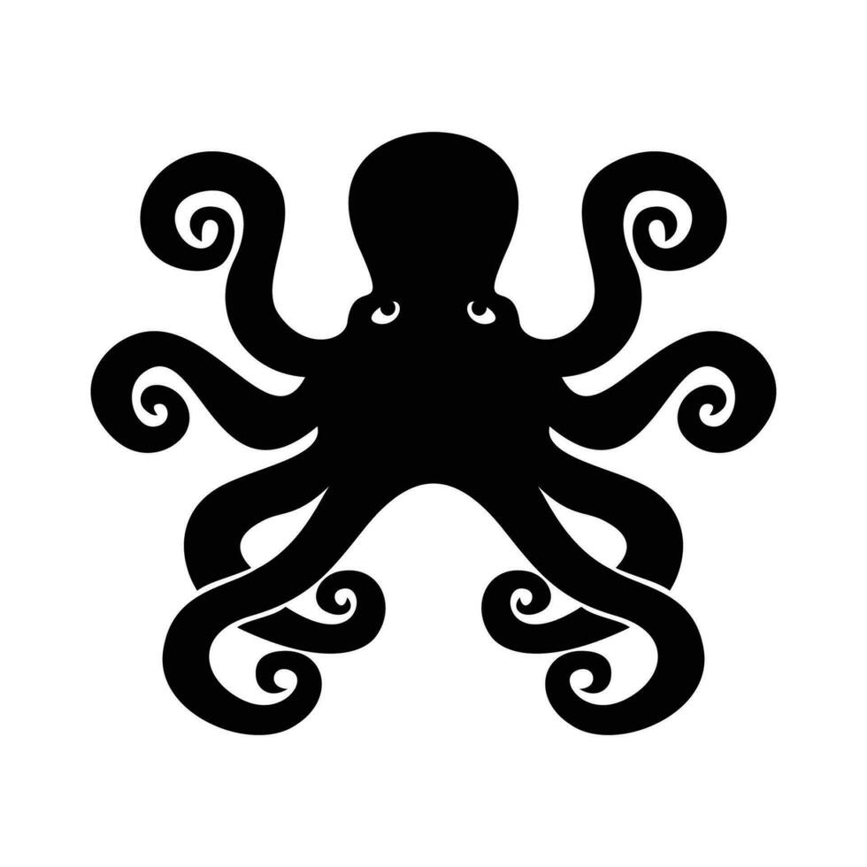polvo silhueta Projeto. mar animal com tentáculo placa e símbolo. vetor