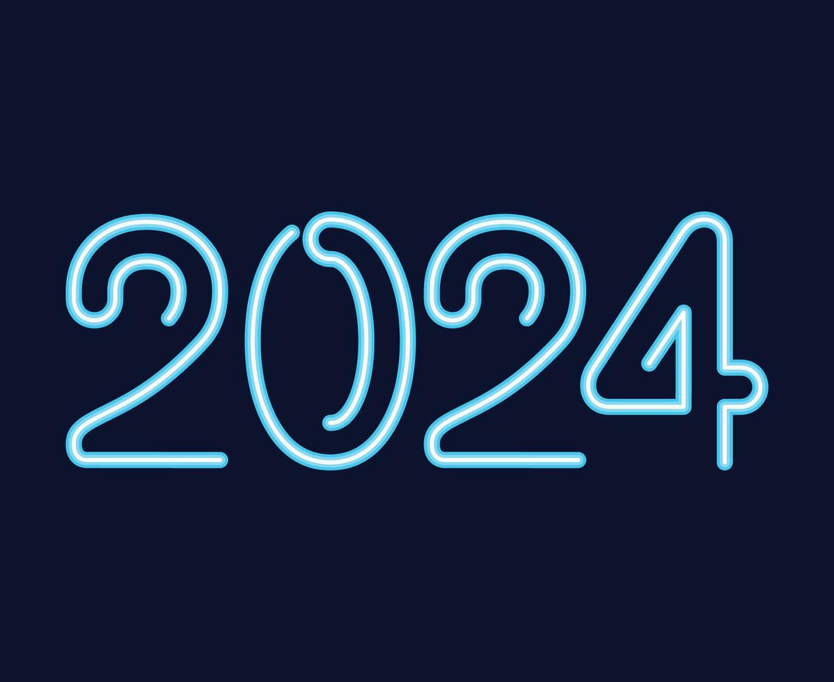 2024 feliz Novo ano abstrato ciano e branco gráfico Projeto vetor logotipo símbolo ilustração com azul fundo