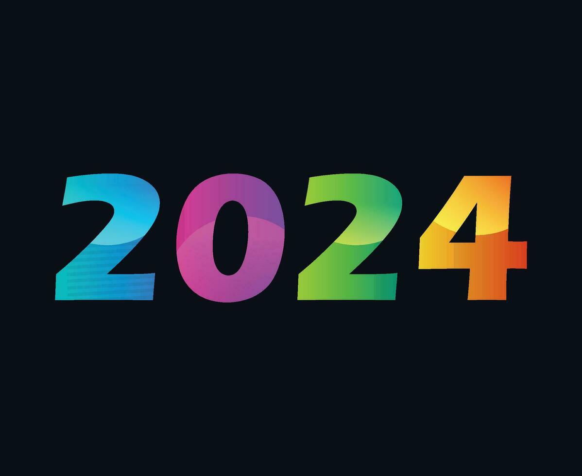 2024 feliz Novo ano abstrato multicolorido gráfico Projeto vetor logotipo símbolo ilustração com Preto fundo