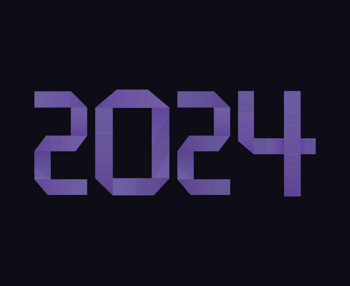 feliz Novo ano 2024 abstrato roxa gráfico Projeto vetor logotipo símbolo ilustração com Preto fundo