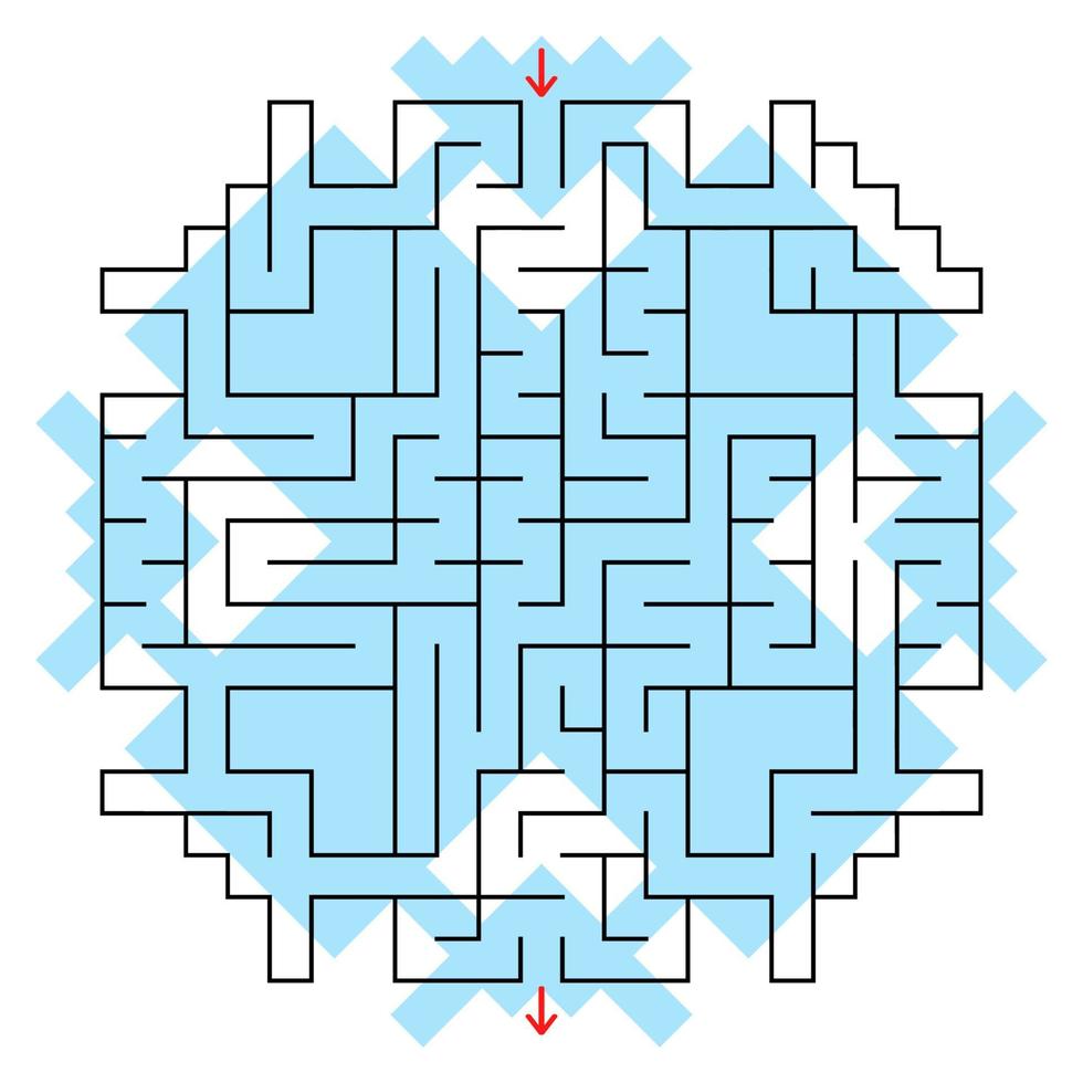 labirinto fantástico quadrado colorido com uma entrada e uma saída. ilustração em vetor plana simples isolada no fundo branco.