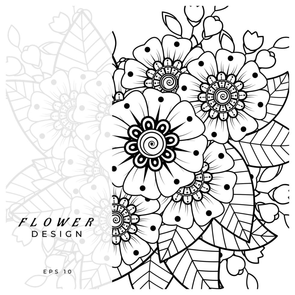 mehndi flor ornamento decorativo em estilo oriental étnico, ornamento de doodle, desenho de mão de contorno. página do livro para colorir. vetor