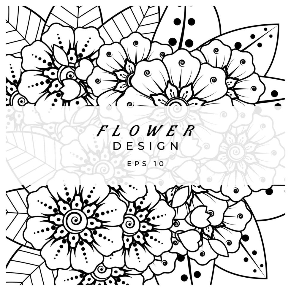 mehndi flor ornamento decorativo em estilo oriental étnico, ornamento de doodle, desenho de mão de contorno. página do livro para colorir. vetor